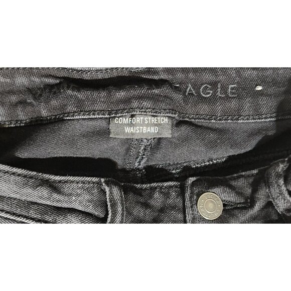 American Eagle Black Distressed Skinny Jeans Womens Size 2 Regular Comfort Stret - Picture 3 of 7